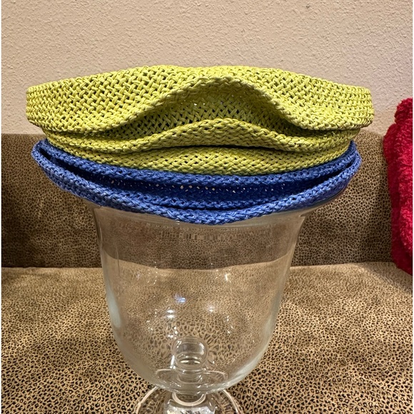 Bohemian Couture Accessories Straw Lime Green Royal Blue Woven One